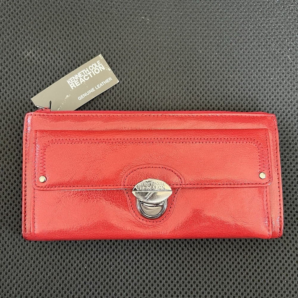 Kenneth Cole Red Leather Womens Wallet Card Holder Organizer NWT New With Tags